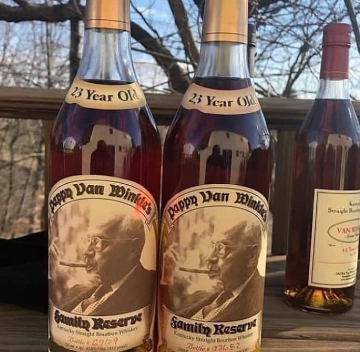 2 bottles of pappy 23 years and a bottle of pappy 12 years Available for $2000 including shipping inbox if interested cheers 🥃🥃🥃