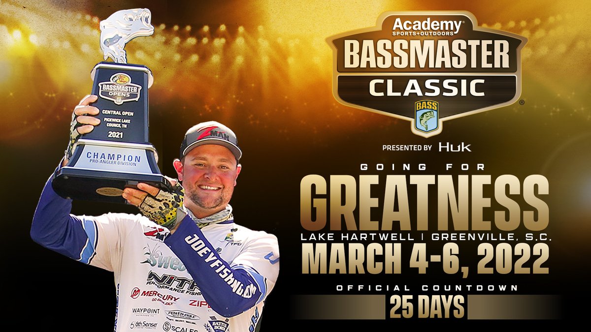 bassmaster's tweet photo. We only have 25 more days until the @Academy Bassmaster Classic presented by @HukGear!
@VisitAndersonSC @Greenville_SC
Attend information -> https://t.co/8OdNN6IUJA
Who's in the Classic -> https://t.co/uWdhiiPbYP
#Bassmaster #BassmasterClassic #yeahTHATgreenville #LakeHartwell https://t.co/a5FVXxpxFi