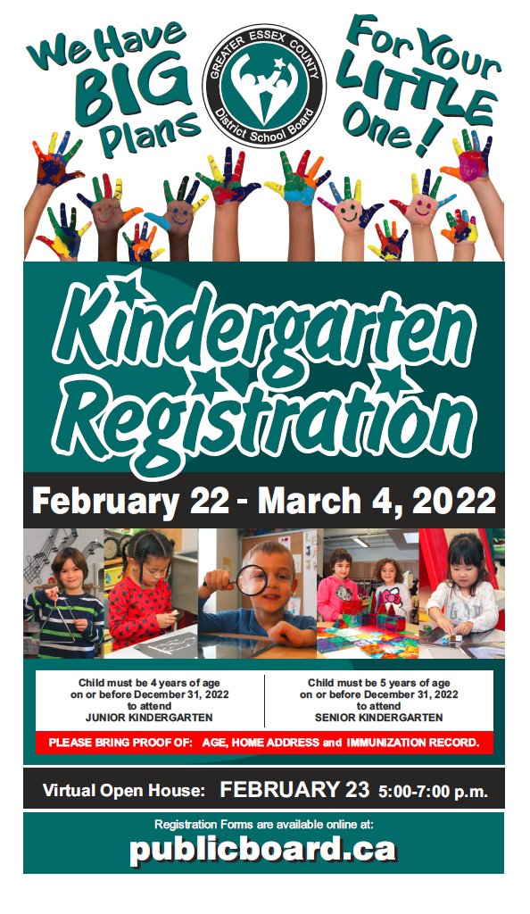 Choose the #GECDSB to begin your child’s journey of learning! Register for Kindergarten from February 22nd - March 4th, 2022. Contact your local school to book a virtual tour! Register here: bit.ly/3qy7g70.