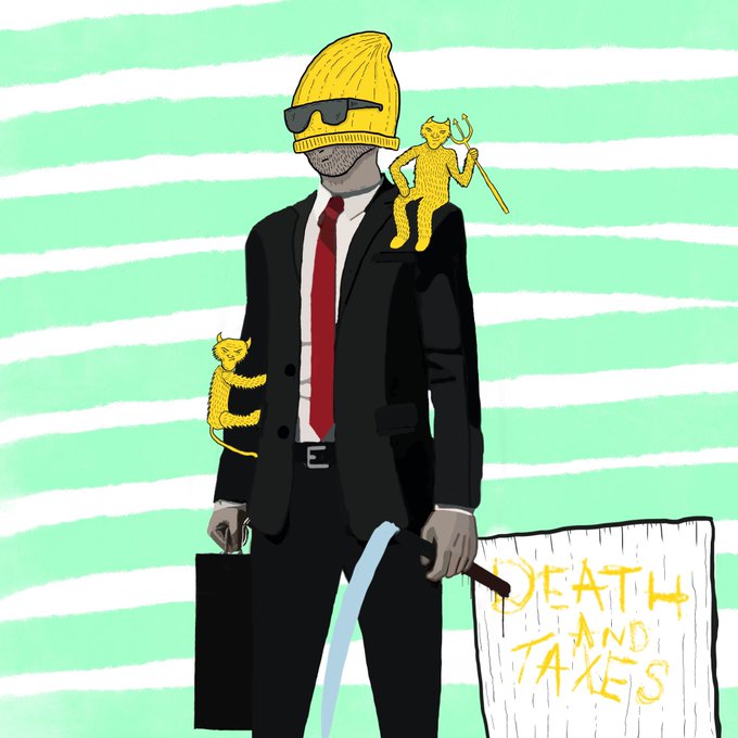 drippin_sol's tweet photo. Today is an exciting day. DEATH xx TAXES #003 ft. my dude @basketNFT is out NOW on @exchgART 

Starting bid: 0.33◎
Tick size: 0.33◎

Ends 4pm EST Tomorrow ❤️‍🔥🤝

https://t.co/aPXCbHJmum https://t.co/n8eRVuBYnQ