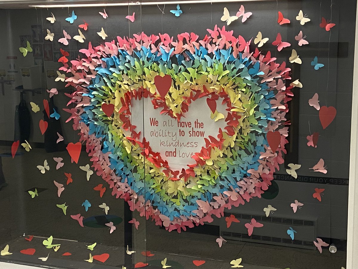 Here’s a “shout out” to the EA’s <a href="/stjcatholic/">St. Joseph's</a> for the awesome display they created at the entrance of the school! One butterfly, hand cut for every person at our school. Love the message… and the teamwork! Thanks for the beautiful image that represents our St. Joseph’s family!