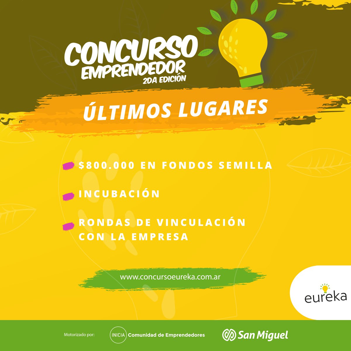concursoeureka's tweet photo. ÚLTIMO DÍA
➡️No dejes de participar en el #ConcursoEmprendedor impulsado por @sanmiguelglobal

🙌Podés hacer realidad tu proyecto e innovar en la industria del agro.

💻Postulate en  https://t.co/NEGXD1hN8H

#ComunidadDeEmprendedores #InnovaciónAbierta #Emprendedores https://t.co/ltZ8RXZXqX