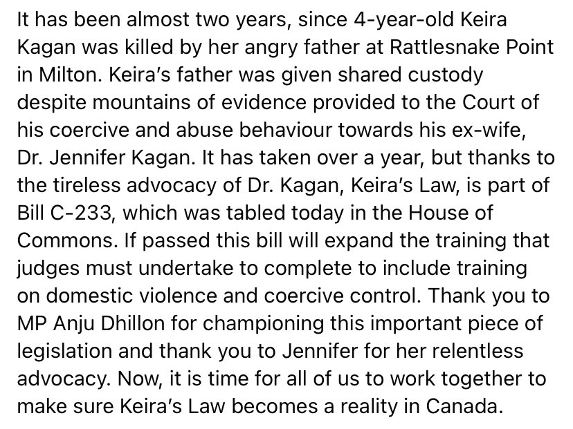 It is time for all of us to work together to make sure Keira’s Law becomes a reality in Canada.