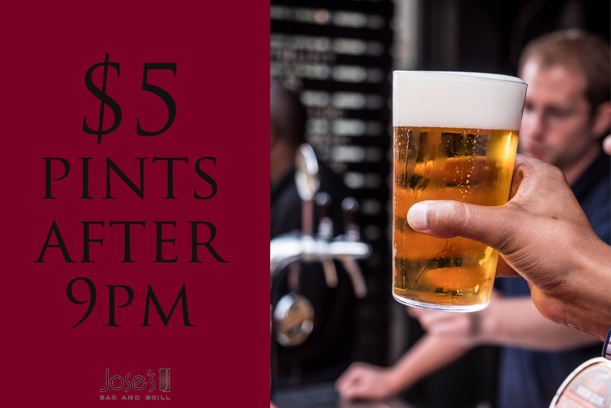 We have $5 Pints after 9pm every night of the week!

#JosesBarAndGrill #Windsor #Leamington #5DollaMakeYouHolla