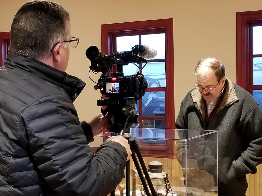 Forrest Burger and Thornton Waite are finishing up shooting an <a href="/IPTV/">IPTV Deutschland</a> documentary here at the #MuseumofIdaho about Idaho railroads. 
Waite (pictured right) is an historian who has worked with the #MOI on several projects, including our #WayOutWest exhibit.