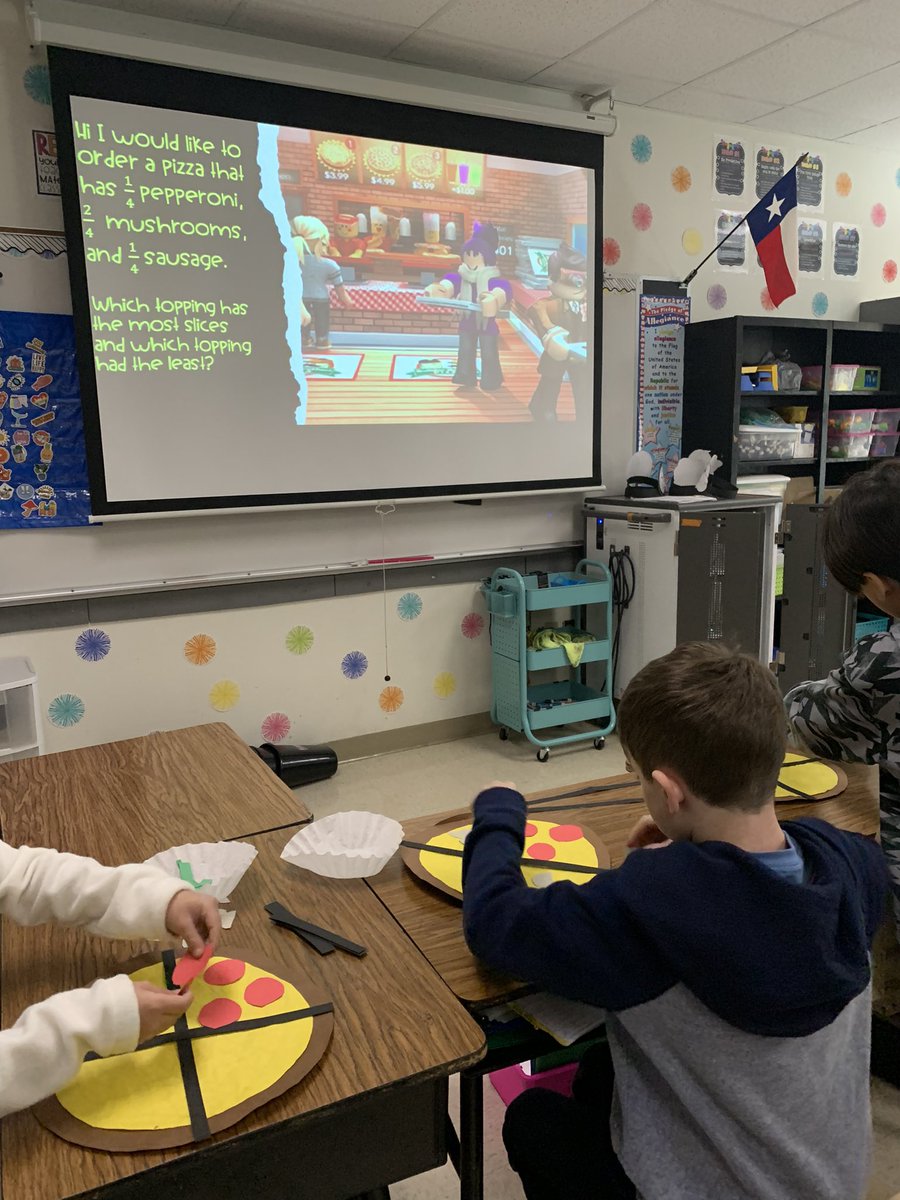 ayers_kasey's tweet photo. Who likes making pizzas? We compared fractions with like denominators and Roblox Pizza trainees at the same time! @GFESWildcats @CarolynGump @SSchneiderCISD @LauraAdamsComal @jodimac99CISD @Supt_comalisd https://t.co/dJwpI4eU6e