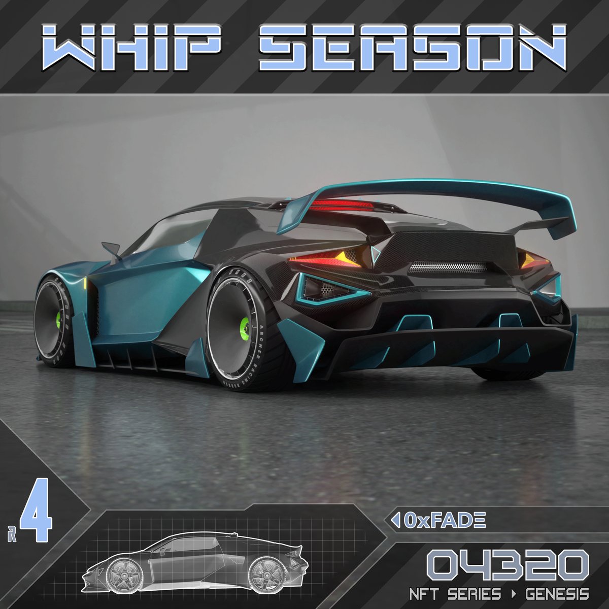WhipSeason's tweet photo. #whipotd (Whip of the day) - use this hashtag if you want to talk about it.
#0xFade offers great aerodynamics alongside unmistakable design elegance, truly representing the state of the art concept super car.
#NFT #NFTCommunity #NFTCollection #NFTProject https://t.co/CcF6JufmeZ