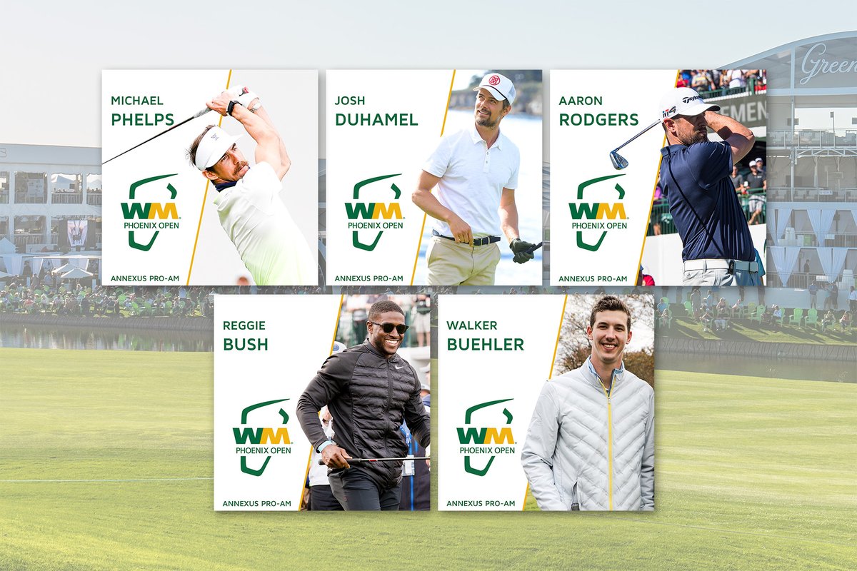 WM Phoenix Open (@wmphoenixopen) on Twitter photo Final CELEBRITIES announced for the 2022 <a href="/WasteManagement/">WM</a> Phoenix Open Annexus Pro-Am, Wednesday, Feb 9th!
<a href="/MichaelPhelps/">Michael Phelps</a>, <a href="/joshduhamel/">Josh Duhamel</a>, <a href="/AaronRodgers12/">Aaron Rodgers</a>, @buehlersdayof & <a href="/ReggieBush/">Reggie Bush</a> will join a star-studded line-up at #thepeoplesopen!
More info here: bit.ly/WMPOProAm22-3 Final CELEBRITIES announced for the 2022 <a href="/WasteManagement/">WM</a> Phoenix Open Annexus Pro-Am, Wednesday, Feb 9th!
<a href="/MichaelPhelps/">Michael Phelps</a>, <a href="/joshduhamel/">Josh Duhamel</a>, <a href="/AaronRodgers12/">Aaron Rodgers</a>, @buehlersdayof & <a href="/ReggieBush/">Reggie Bush</a> will join a star-studded line-up at #thepeoplesopen!
More info here: bit.ly/WMPOProAm22-3