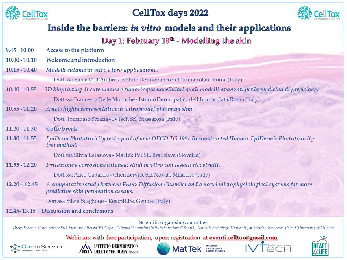 celltoxIT's tweet photo. Mancano pochi giorni ai #CellToxDays 2022.
Si inizia il 18 febbraio. Qui sotto il programma aggiornato.
Iscrivetevi mandando una mail a eventi.celltox@gmail.com https://t.co/uXGE7fKIFL
