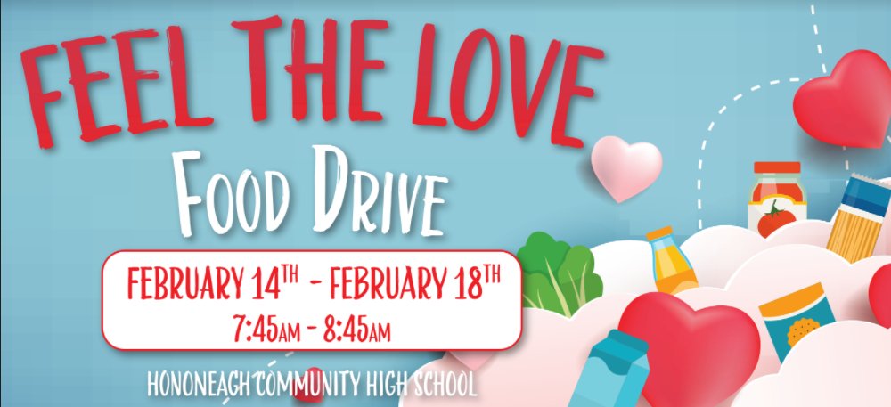 National Honors Society is hosting a stuff-the-bus food drive next week to support the Rockton Food Pantry. Feel the love by donating canned and boxed food! The bus will be open to collect non-perishables each morning before school starts and extra long on Wednesday's late start.
