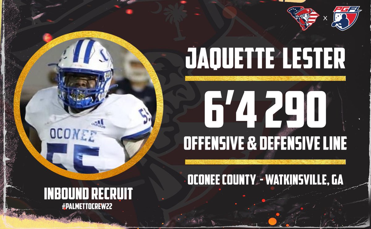 🚨INBOUND SIGNEE🚨

OL/DL (6’4 290) Jaquette Lester from Oconee County High School in Watkinsville, GA has signed to the Minutemen.

<a href="/jaquette15/">Jaquette lester</a> 

#PalmettoCrew22 #BattleOn