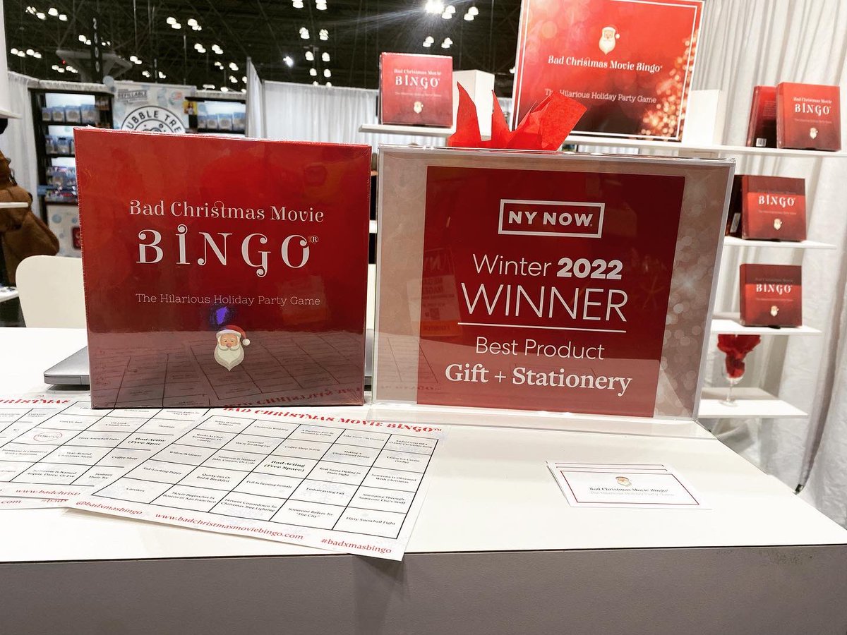 badxmasbingo's tweet photo. WE WON!! Thank you @nynowmarket for selecting Bad Christmas Movie Bingo for Best Product in the Gift + Stationary Category! This has been a true labor of love for us &amp; everyone who has supported us on this journey - it feels incredibly good to receive this validation. What a day! https://t.co/HsUbGgPyoo