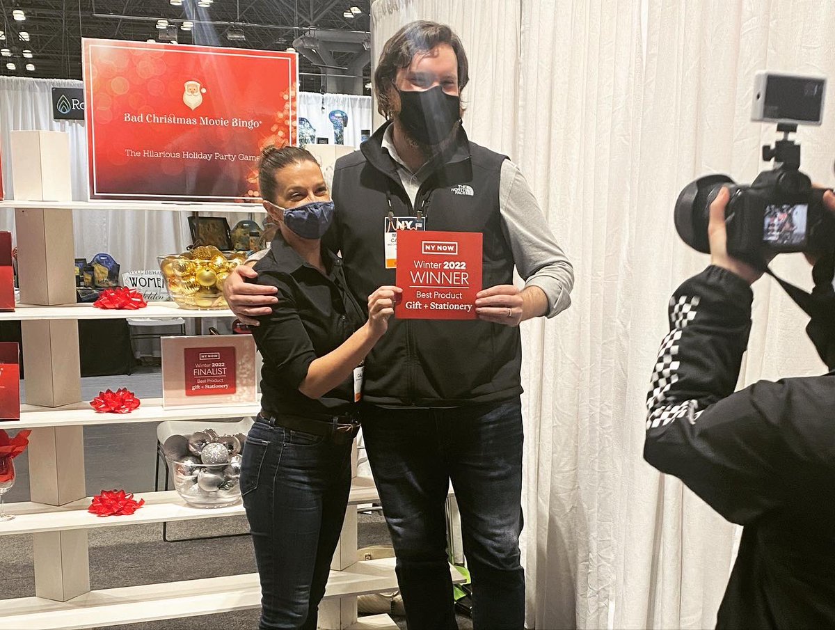badxmasbingo's tweet photo. WE WON!! Thank you @nynowmarket for selecting Bad Christmas Movie Bingo for Best Product in the Gift + Stationary Category! This has been a true labor of love for us &amp; everyone who has supported us on this journey - it feels incredibly good to receive this validation. What a day! https://t.co/HsUbGgPyoo