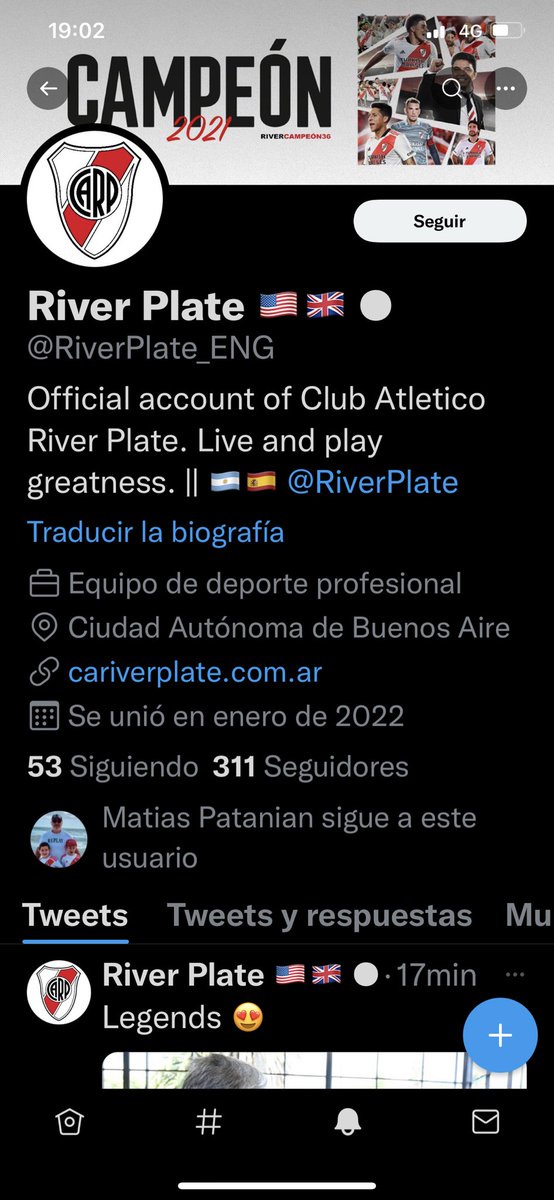 Solo para que sepan quienes siguen esta cuenta, les confirmo que es fake. Nada tiene que ver con River 👇