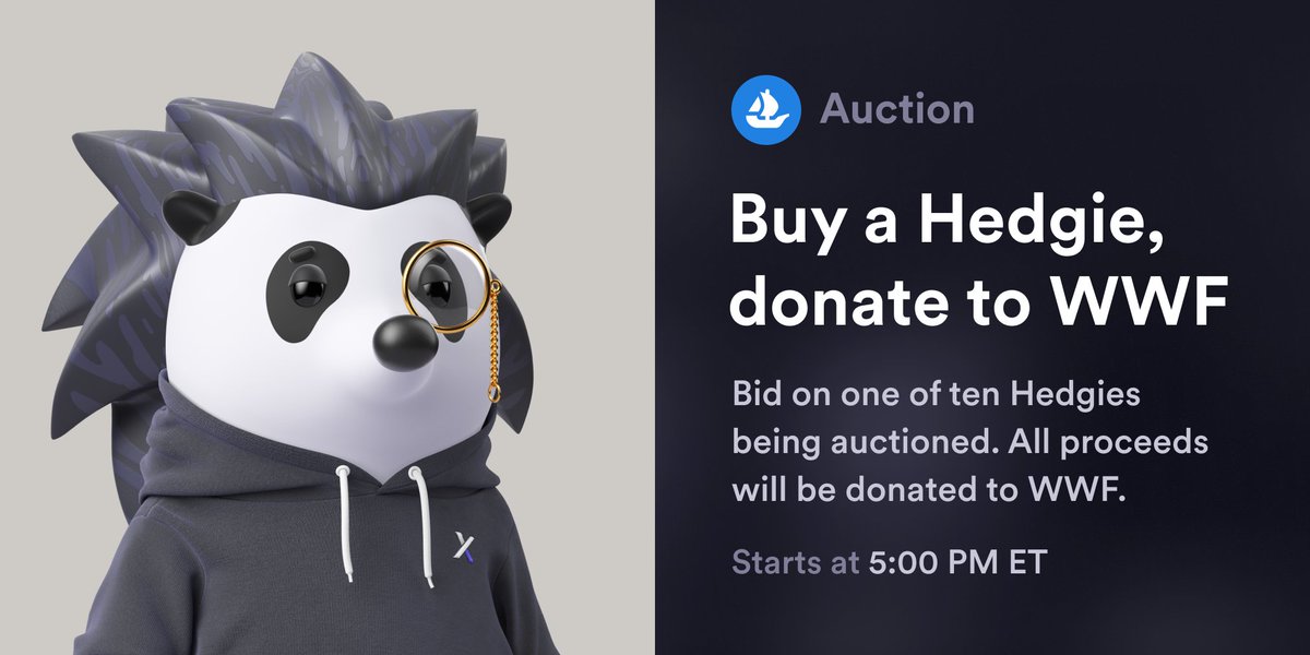 HedgiesOfficial's tweet photo. We are holding auctions for ten Hedgies over the next four days on @opensea, where all proceeds will go to @WWF, the World Wildlife Fund!

Start bidding now: https://t.co/fAVqm0e0QY https://t.co/pf18dOJul2