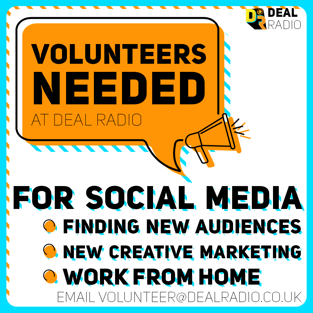 Volunteers are needed at Deal Radio! If you have an interest in Social Media and Marketing Deal Radio needs you. Find out more on dealradio.co.uk/volunteer #interentradio #music #volunteer #radio #socialmedia #Marketing