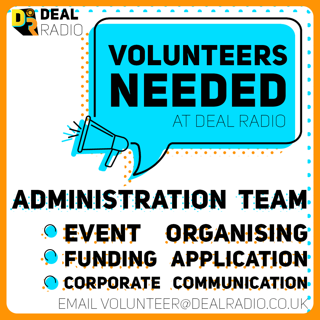 Volunteers Needed for our Administration Team! If you are interested please head over to dealradio.co.uk/volunteer to find out more or email volunteer@dealradio.co.uk #music #radio #internetradio #volunteer #business