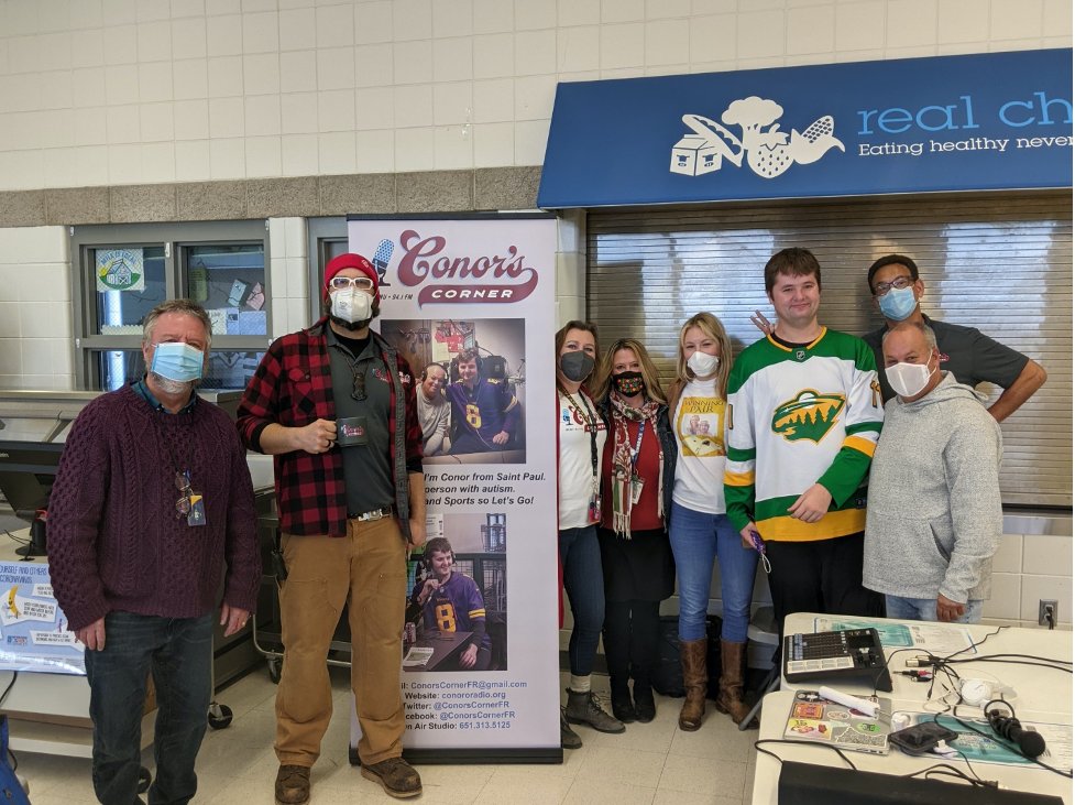 SPPS_News's tweet photo. "Conor's Corner" celebrated its 100th show live from Focus Beyond with special guest co-host @frankieVWCCO. Conor is a graduate of @SPPSfocusbeyond and has his own radio show where he speaks openly about having Autism and is an inspiration for others on how to achieve his goals. https://t.co/Y3axxB4sJu