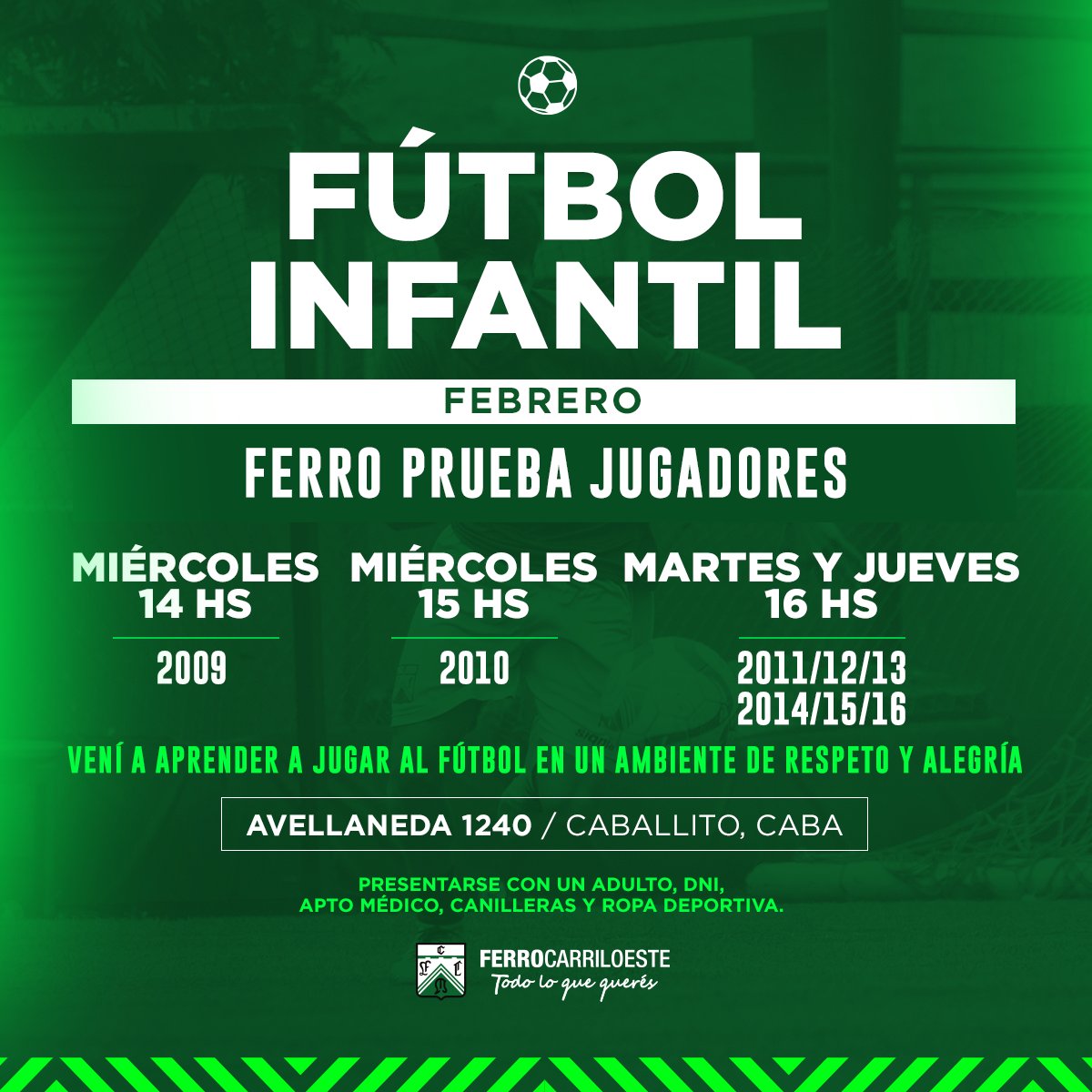 Ferro Carril Oeste realizo prueba de jugadores en el Club Social