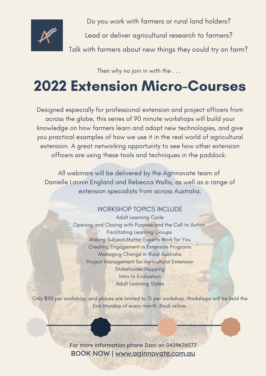 We’re really excited to launch our Extension Micro-Courses: 90 minute webinars on essential RDE communication &amp; change skills needed to support change on farm  #aginnovate #extension #onfarmchange #locewhatwedo #peopleinag <a href="/RebeccaWallis3/">Rebecca Wallis</a> <a href="/GGA_WA/">Grower Group Alliance</a> <a href="/APENenews/">APEN</a>