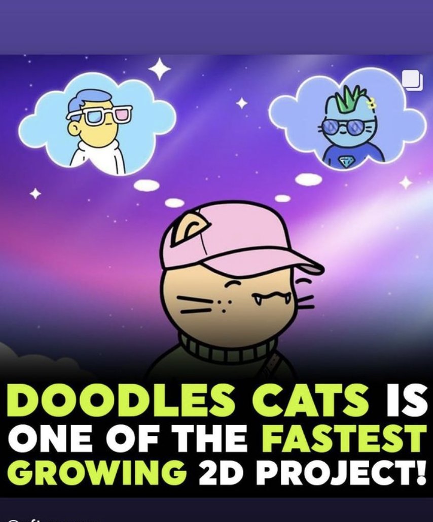 EVERYONE DO NOT MISS THIS MINT 
its a collaboration between doodles and cool cats this will be a bluechip just like pixel crocs it will be minting soon join the discord using this link #NFT #CoolCatsNFT #Doodles #DOODLECATS

THE DISCORD - discord.gg/8MGnBRed