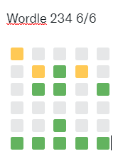 z_007_z's tweet image. Wordle 234 6/6 #AccessibilityIssues