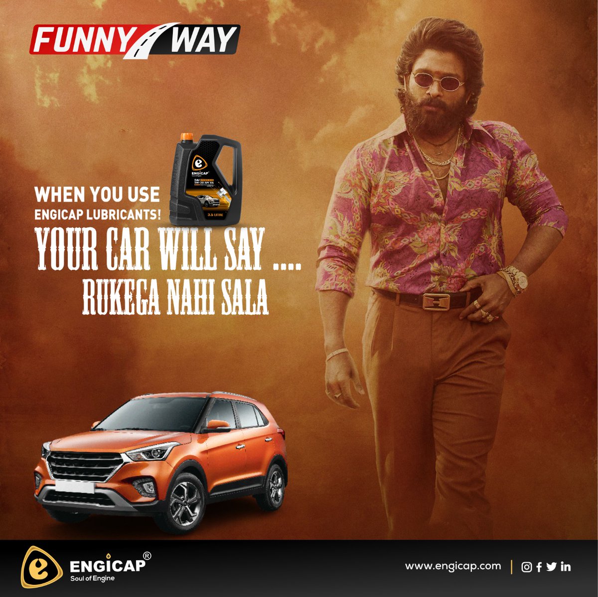 Engicap_india's tweet photo. Funny Way!
When you use Engicap Lubricants!
Your car will say...! Rukega nahi sala.

#EngicapLubricants #FunnyWay #Trending #Pushpa #RukegaNahi #EngineOil #AlwaysWithYou #SoulOfEngine https://t.co/Gvr7cORFHe