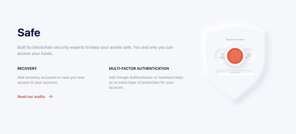 Worried about security?Authereum has built a smart contract wallet capable of social recovery, and created 'guardians,' which have special permissions for wallets.This essentially allows users to set up a unique & secure wallet controlled by nothing other than code. (8/107)