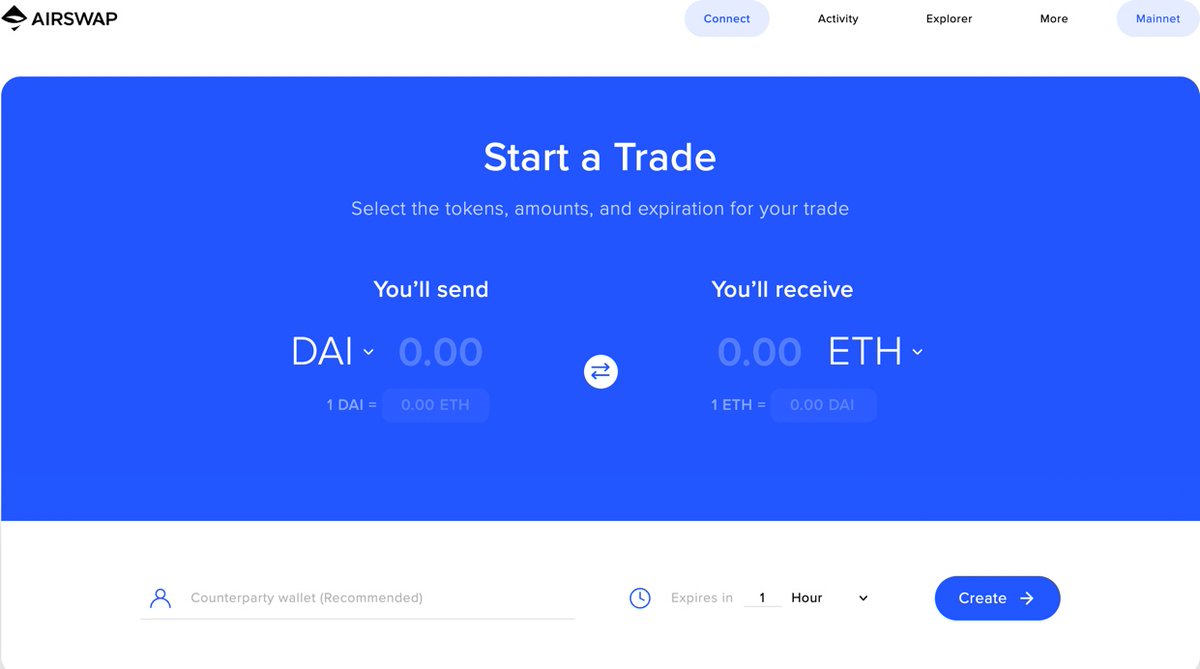 Want to swap tokens p2p?AirSwap offers a unique P2P DEX: entirely open-source, supporting gas-less swaps. You can set up a trust-less trade with any counter-party, to conduct swaps that will only occur once specified conditions are met.This is perfect for OTC. (21/107)