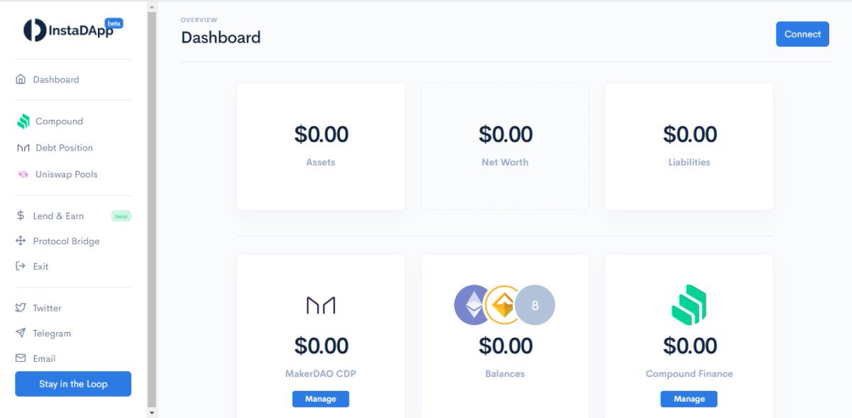 Want one platform for everything?InstaDapp has just that. It combines many complex protocols into an easy to use one-click interface.You can compare yield across chains, protocols, farms, and more with this dapp.The best part? It is 100% trust-less. (35/107)
