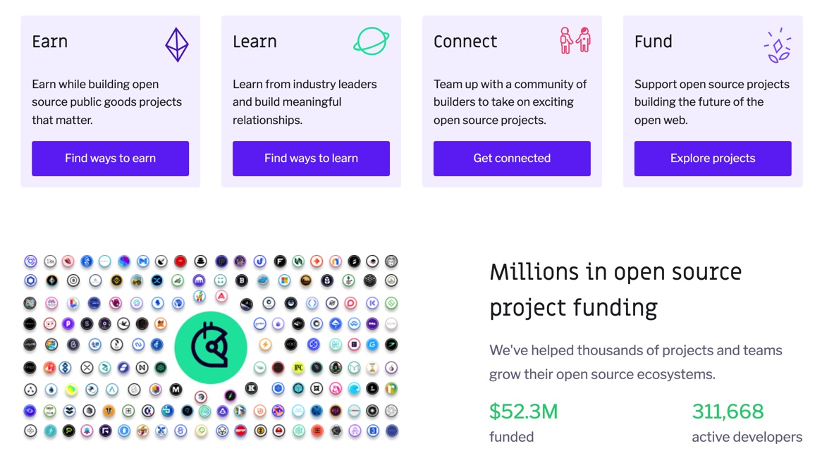 Want to show your support?Let’s face it, OSS devs are severely underfunded in crypto.Gitcoin is a quadratic funding tool designed to fix this.With Gitcoin, developers are paid to contribute to open source software in Python, Rust, Ruby, JS, Solidity, HTML, & more. (106/107)