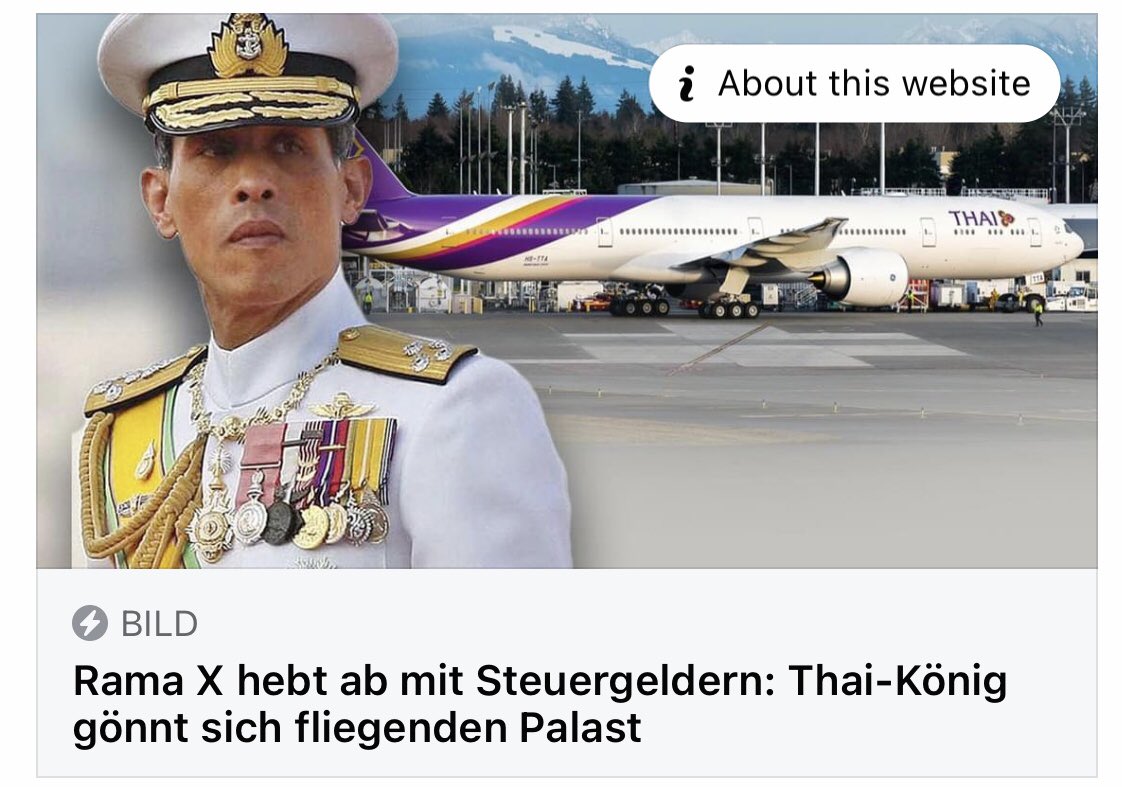 สื่อเยอรมันลงข่าว วชิราลงกรณ์ถอยเครื่องบินลำใหม่มา สั่งทำภายในแบบพิเศษ ราคาเบาๆแค่ $500 ล้านเหรียญสหรัฐเอง แต่ไม่มีปัญญาจ่ายภาษีบ้านเขานะคะ bild.de/unterhaltung/r…