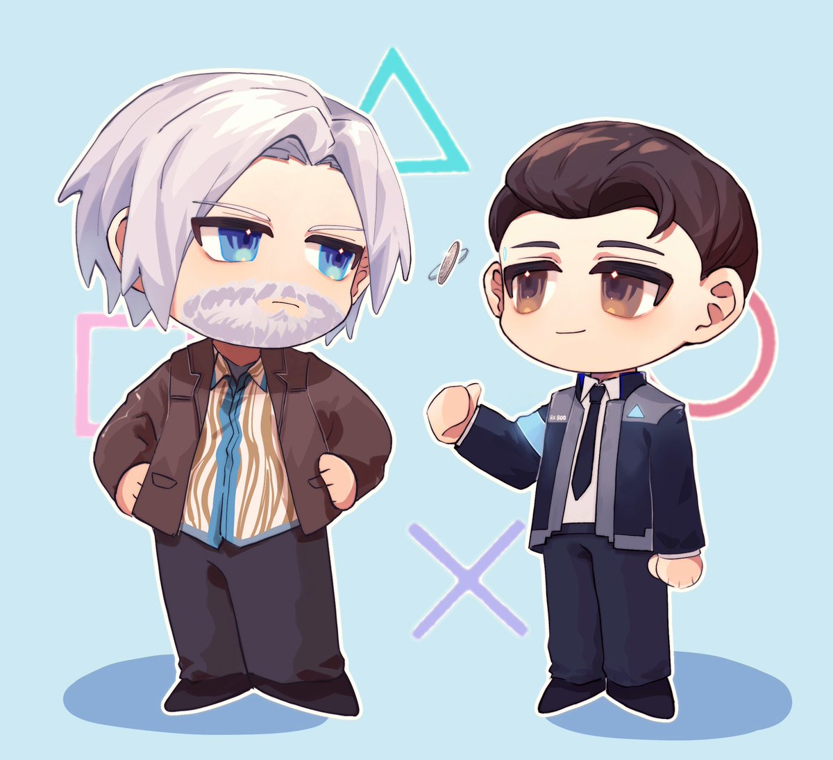 Skye_1123's tweet photo. #DetroitBecomeHuman #hankcon 
画了警探组，太难了…… https://t.co/aaKKzSWJaX