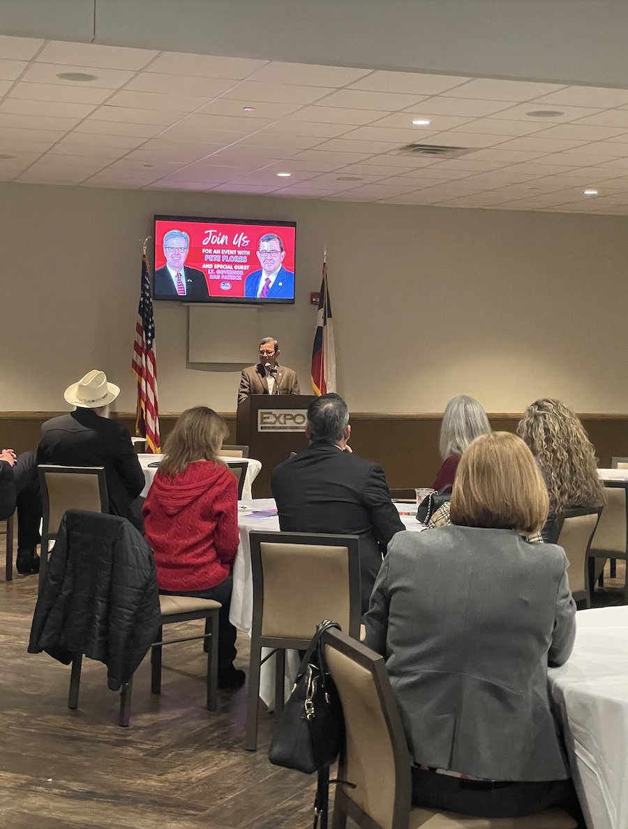 DanPatrick's tweet photo. I joined my friend and #SD24 candidate, @PeteFlores_TX, last Tuesday for a campaign event in Belton. It’s clear that Texans are fired up and ready to fight back against Biden’s radical agenda!

#txlege https://t.co/mVJtnJ7LqG