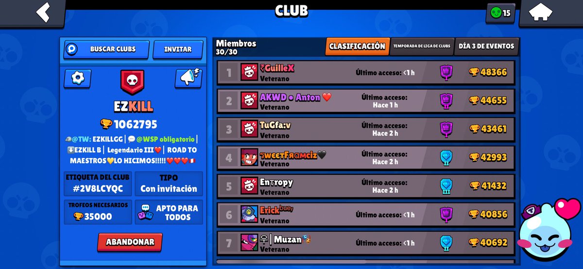 Buscamos refuerzos para la Liga de Clubs🕵️‍♂️🔍

Liga: Maestros
Región: SA

Requisitos:
+20K en 3vs3
Aceptar su equipo asignado.
Flexibilidad horaria en las tardes y noches.
Wsp y Discord.

Interesados al MD con foto del perfil.
Se aceptan bloques.

#GoEZKILL2022