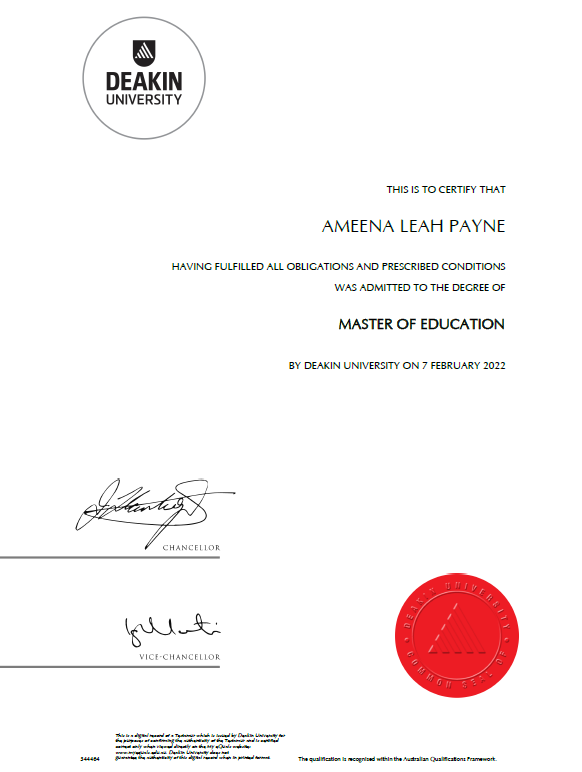 ameenalpayne's tweet image. I started my Master of Education in July 2020 &amp;amp; finished in October 2021. And conferred during Black History Month too? Alright! ✊🏿

#DeakinGrad