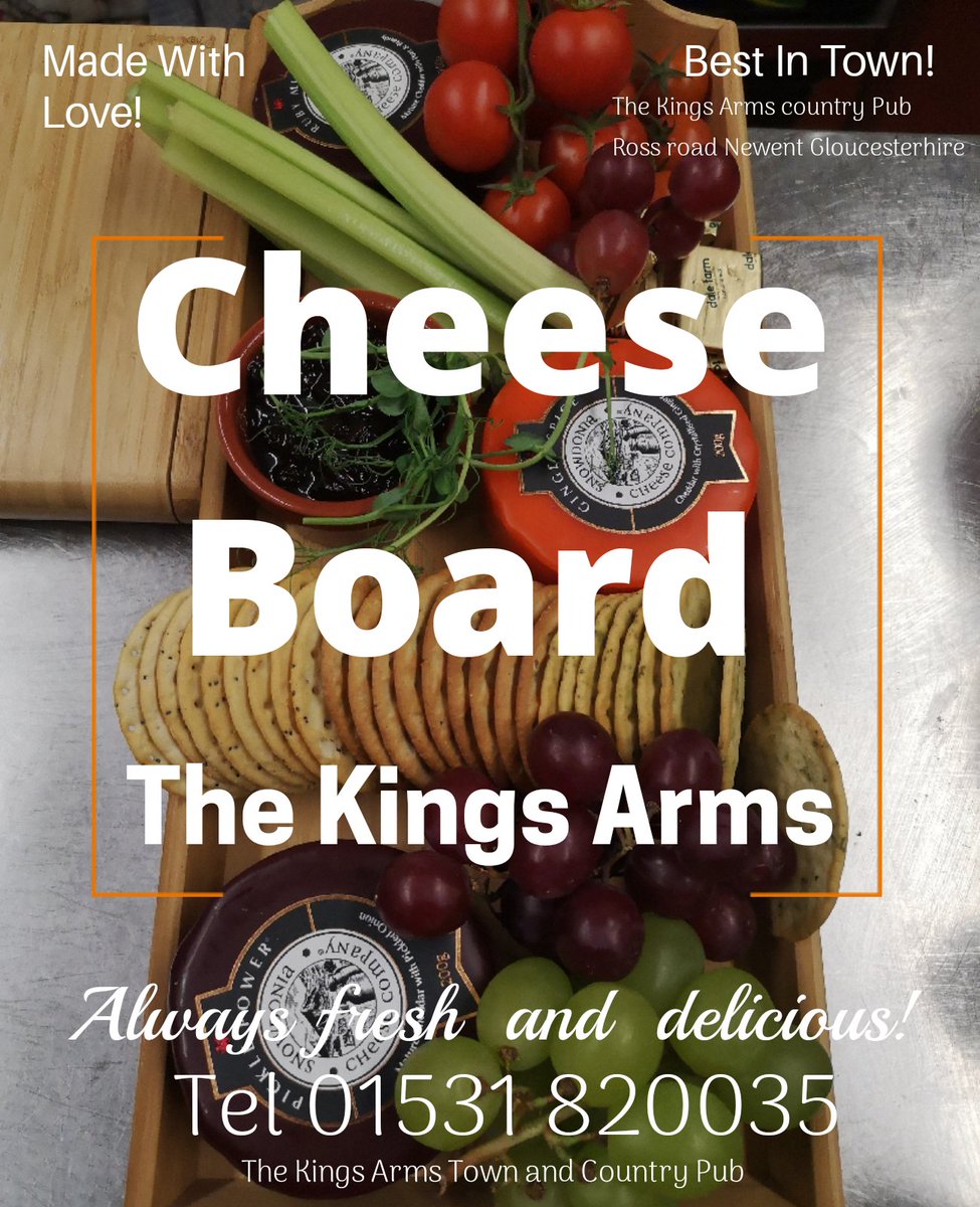 KingsArmsNewent's tweet photo. Made with love at The Kings Arms Newent
Our NEW Sharing Cheese board perfect to share after a meal or perfect to nibble at with friends whilst enjoying a bottle of wine or a pint. Finest cheese &amp; crackers from The Snowdonia cheese company tel 01531 820035 https://t.co/jewDa0G462