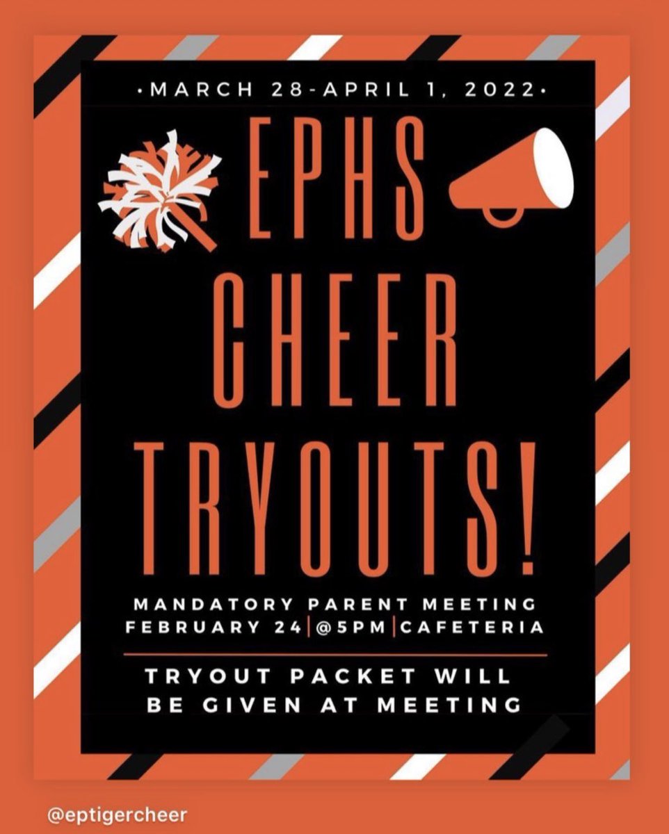 elpasohs's tweet photo. Ready to be a Tiger Cheerleader??? https://t.co/70prQep33T