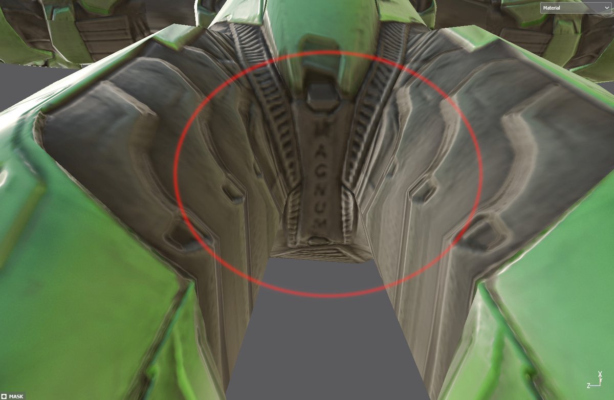 HalodoomGame's tweet image. So, working on some armor cosmetics for Halodoom, happened to notice this on the Halo 3 Spartan model... Never knew about this one before! #halo #easteregg #Magnum