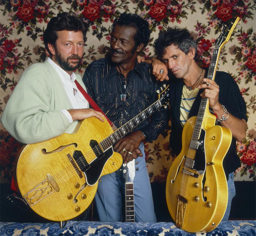 crockpics's tweet photo. Eric Clapton, Keith Richards &amp; Chuck Berry. Photo by Terry O'Neill. https://t.co/n5cF4lKVx4