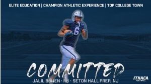 jalilbowen's tweet photo. I am excited to announce my commitment to continue my athletic and academic career at Ithaca College !!! I would like to thank my family, friends, coaches and teachers that supported me every step of the way!! Go Bombers !! @IthacaBomberFB @Coach_Hatcher20 @Sean_Reeder https://t.co/Gqef3Pp6Nd