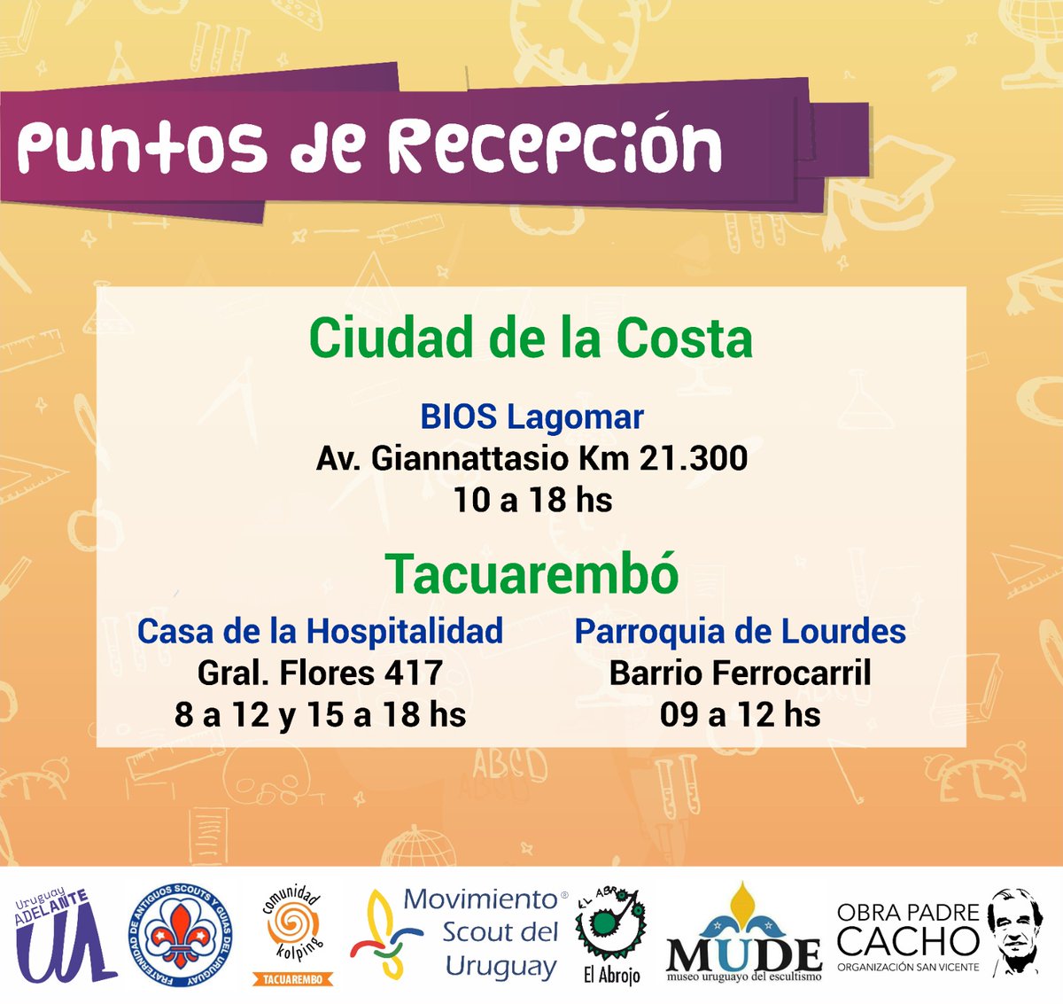 📚📏✏️TÚ AYUDA ES ÚTIL📚📏✏️
Hoy muchos niños, niñas y jóvenes no tienen la posibilidad de contar con los útiles necesarios para comenzar las clases con la cartuchera completa.
Te dejamos el link directo a la plataforma de donación
donaronline.org/movimiento-sco…