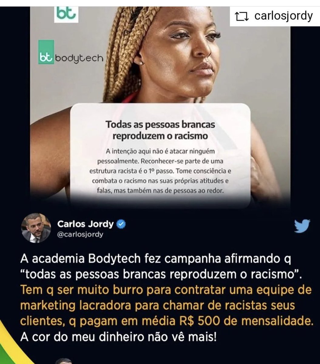 LillianGalega's tweet photo. Os “profissionais” de marketing da @BodyTech está de parabéns!! Já sabe né? #BodytechRacista https://t.co/CgMvfhddPO