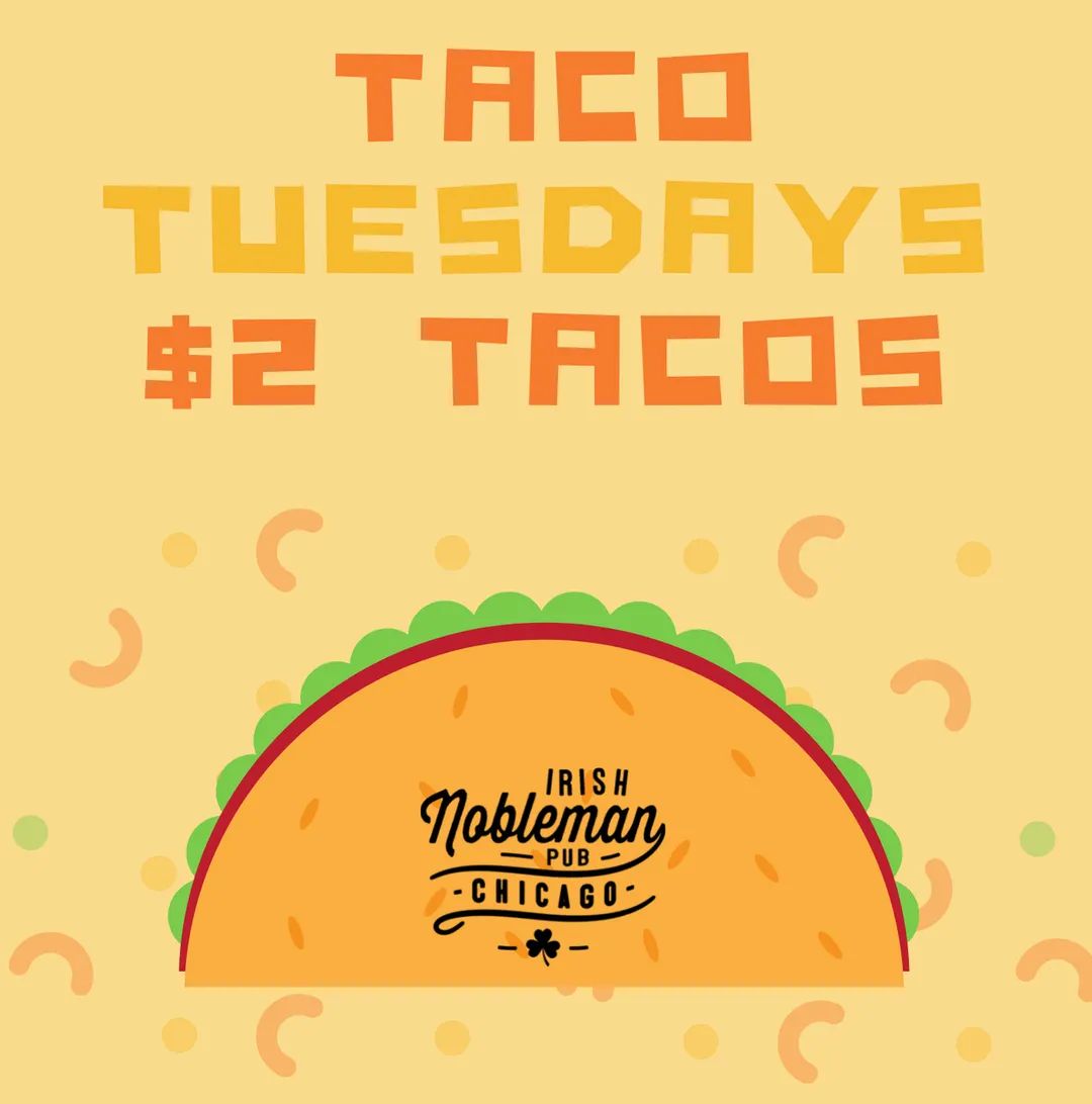 ✔✔✔ TACO 🌮 Tuesdays start TOMORROW at Irish Nobleman Pub!  $2 Tacos + Rotating Tequila and Corona Specials!
PLUS our other daily specials such as:
.
#food #foodie #specials #chicagopizza #chicagofoodanddrink #chicago #cheapeats #deals #chicagodeals #tuesday