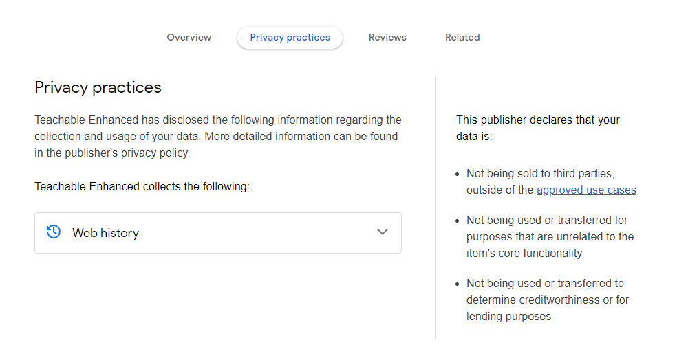 andrevshimself2's tweet photo. @ChromiumDev how do I remove privacy practices  that are not being used for example I checked web history but have never used it and I never will yet when I uncheck it it still shows up in my extension: https://t.co/ZG1p43D8YA