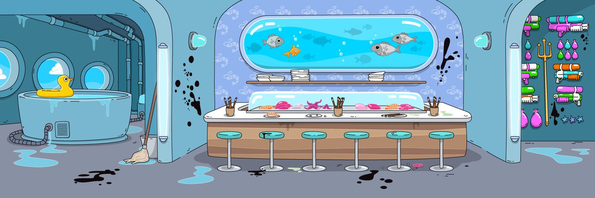 SemiSuper HQ caters to many subgroups. The Squid Squad needs their sushi bar! (and a mop)

#nftart #NFTartist #NFTCommunity