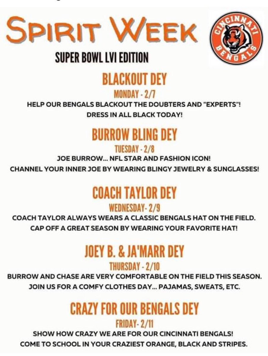 It’s spirit week at RISE!  Let’s go Bengals! Who Dey!  🖤🧡