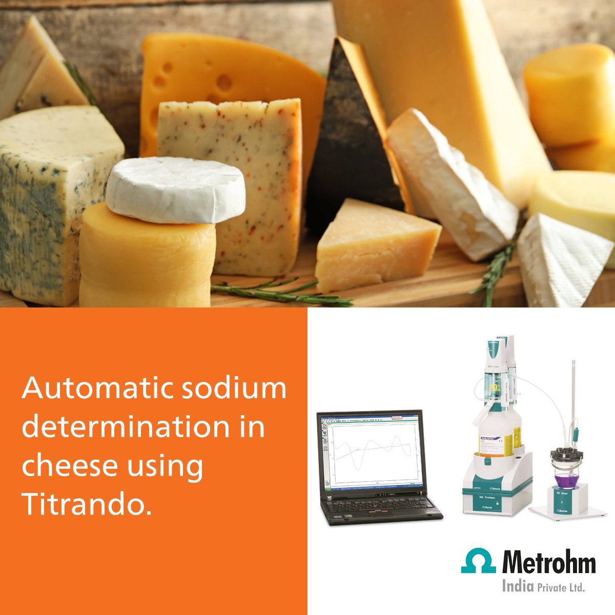 Metrohm_India's tweet photo. It is possible to determine sodium content in cheese without preparation of the sample or addition of additives.
Read more: https://t.co/WrRTtX3MiZ
#Metrohm #MetrohmIndia #CheeseAnalysis #Titration #ThermometricTitration #Titrator #Titrando https://t.co/WK7a6wD2Gx