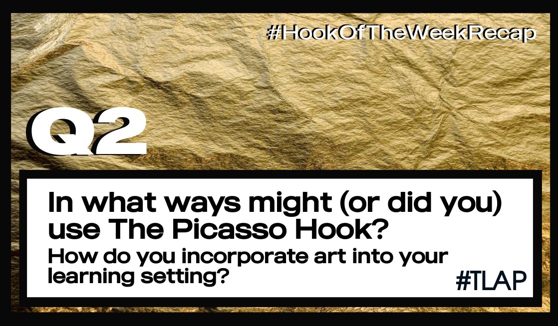 TaraMartinEDU's tweet image. Q2 In what ways might (or did) you use The Picasso Hook?

How do you incorporate art into your learning setting?

#tlap 
#HookOfTheWeek recap