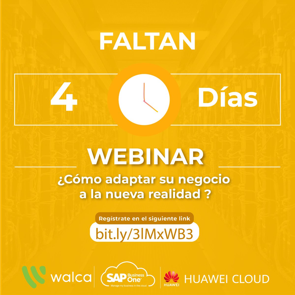 cwalca's tweet photo. Faltan 4 días!!!

Acompáñanos este 10 de Febrero a las 6 p.m. hora de Panamá. 
 
Inscríbete aquí  👉https://t.co/irlTMb4jf9 👈
 
#SAP # SapBusinessOne #ERP #HuaweiCloud #TransformacionDigital #OficinaEnLaNube #TrabajoRemoto #Huawei #Cloud https://t.co/yrijofw0Fb